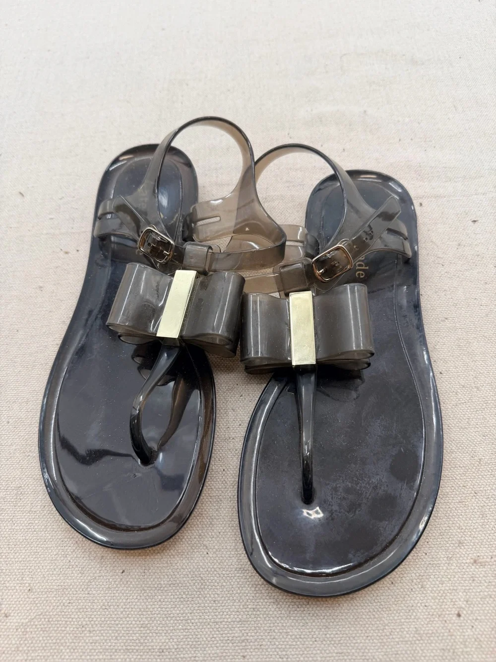 Kate Spade Women's Clear Bow Jelly Sandals - Black